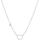 Lucardi - Dames Stalen Ketting met Open Hart Bol - Zilverkleurig - 45 cm