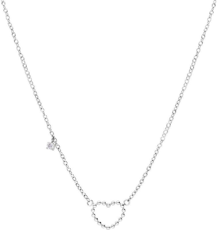 Lucardi - Dames Stalen Ketting met Open Hart Bol - Zilverkleurig - 45 cm