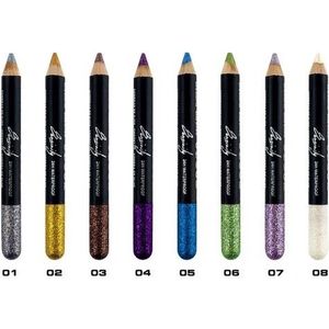 Sensinity - 8 Glitter Oogschaduw Potloden - Zilver/Goud/Bruin/Paars/Blauw/Groen/Lilaroze/Wit - Set met 8 stuks