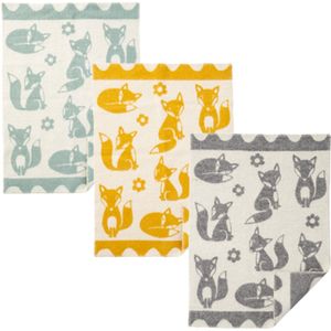 Wiegdeken wol Klippan vosjes grijs 65 x 90cm