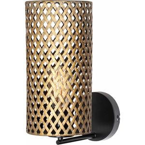 Opengewerkte wandlamp Cestino | 1 lichts | zwart / goud | metaal | 32 cm hoog | hal / woonkamer lamp | modern / sfeervol design