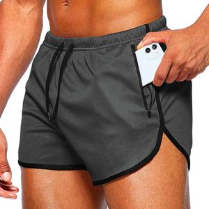 Sportbroek met zakken met rits - korte broek - grijs - maat L