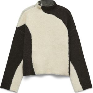 Vero Moda Trui Vmasher Ls Funnelneck Pullover 10338975 Birch/w Chocolat Dames Maat - M