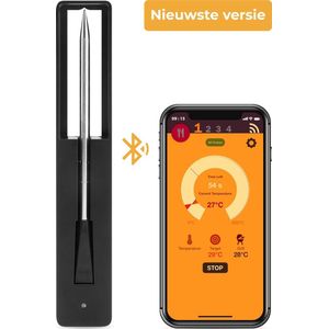 2-in-1 Vleesthermometer Draadloos - Keukenthermometer - BBQ - Oven - Bluetooth - Oplaadbaar - App - Barbecue - Thermometer - RVS - Dual probe