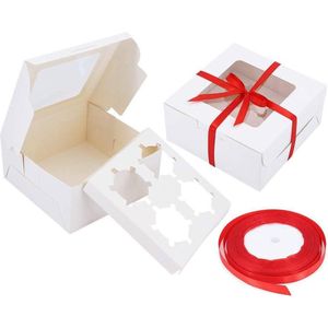 10 stuks Cupcake-dozen met verwijderbare inzetstukken - Witte bakkerij cupcakecontainers met venster voor muffins, taart, donuts en macarons