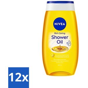 12 x NIVEA - Doucheolie - Natuurlijke Doucheolie - 200 ml - Doucheolie - NIVEA - Natuurlijke Oliën - Zachte Huid - Hydratatie