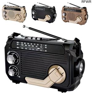 RFWR® Draagbare Emergency Radio met Hand Crank en Zonne-energie - Waterdichte FM/AM/SW Weer Alarm Radio met Bluetooth en Zaklamp voor Outdoor Activiteiten
