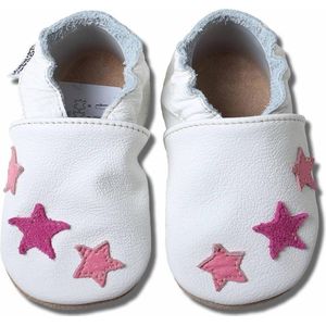 Hobea Babyslofjes wit met roze sterren