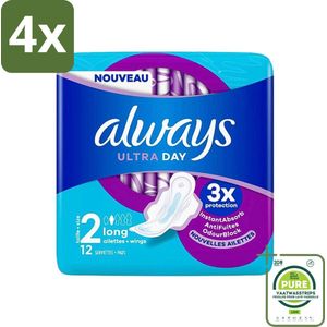 Always Ultra Day - Maandverband - Lang Met Vleugels - 12 Maandverbandjes - Voordeelverpakking - 4 stuks - Maandverband - Always Ultra