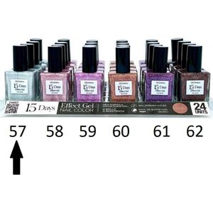 D'Donna - 15-Days Effect Gel Nagellak Zandstructuur - Transparant met zilver mini glitters - 1 Flesje met 16 ml. inhoud - Nummer 57