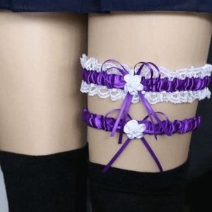 CHPN - Kousenband - Bruiloft - Trouwen - Stretch - Garter - Paars - Set van 2 - Bruid accessoire - Vrijgezellenfeest