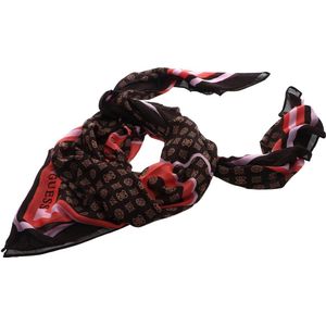 GUESS Sjaal Deesa Logo Foulard Scarf 130X130 Mocha Logo Veelkleurig