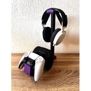 Universele dubbele controller en headset bureaustandaard - Gaming stand - Paars/Zwart