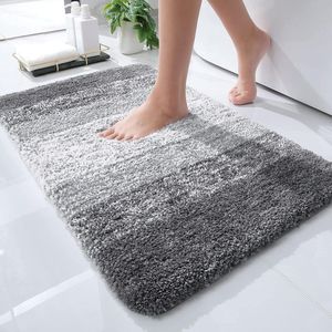 badmat-Microvezel-Harige badmat-40 x 60 cm-Antislip super absorberende badmat - grijs