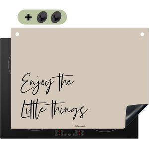 KitchenYeah® Inductie beschermer 70x50 cm - Beige - Quote - Enjoy the Little Things - Kookplaataccessoires - Afdekplaat voor kookplaat & Spatscherm achterwand - Inductiebeschermer - Inductiemat - Inductieplaat mat - Keuken decoratie