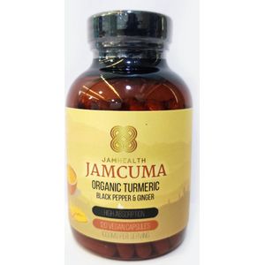 JamCuma Curcuma - met gember en zwarte peper voor een hoge opname - 120 capsules - 1000mg - biologisch & vegan - kurkuma zonder vulmiddelen