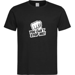 Zwart T-Shirt met “You Can't stop Me “ print Wit  Size XS