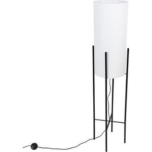 QAZQA rich - Moderne Vloerlamp | Staande Lamp met kap - 1 lichts - H 1450 mm - Wit - Woonkamer | Slaapkamer
