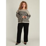 Yest Curve gestreepte gebreide trui beige