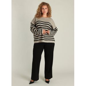 Yest Curve gestreepte gebreide trui beige