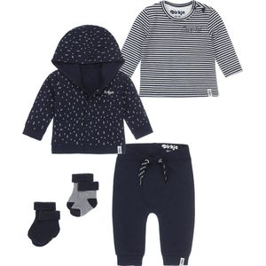 Dirkje Bio Basic SET(5delig) Vest ,broek, gestreept shirt en Noppies sokken - Maat 86