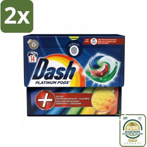 Dash Platinum - Wasmiddel Capsules - Gekleurde Was - 14 Wasbeurten - Voordeelverpakking - 2 stuks - Vlekkenverwijderaar - Wascapsules