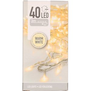 Kerstverlichting - transparant - snoer met 40 lampjes - warm wit - 300 cm