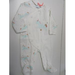 noukie's , pyjama , katoen , eenhoorn, off white met mint groen , 3 maand 62