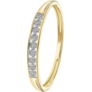 Lucardi Dames Ring met diamant 0,02ct - Ring - Cadeau - 18 Karaat Goud - Geelgoud