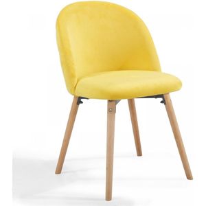 Miadomodo Eetkamerstoelen - Velvet - Fluweel - Houten Poten - Set van 4 - Geel