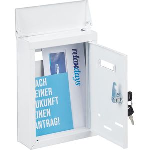 Wandbrievenbus met naambordje - metaal - inclusief 2 sleutels - brievenbus - HBD - 265 x 19 x 65 cm - wit