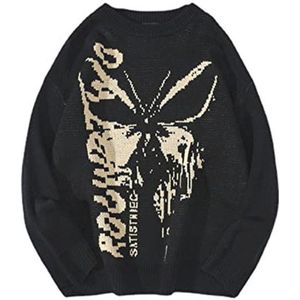 Oversized Gebreide Trui met Vlinder Design - Y2K Grunge Style voor Punk, Goth en Indie Fashion