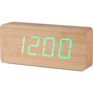 Gingko Wekker - Alarmklok Slab Click Clock natuur - groene LED