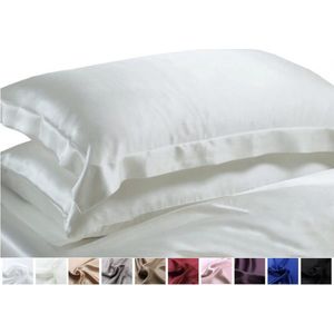 Zijden kussensloop Oxford-style 100% zijde, 405thread count(19momme), Crème wit, 65x65+5 cm