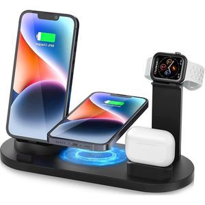 4-in-1 multi-laadstation voor iPhone 14/13/12/11 Pro Max-X-Xs Max-8-8 Plus-Samsung, iWatch Series 7-6-5-SE-4-3-2, AirPods 3-2-pro - Draadloos oplaadstation in nodig Oplaadstation