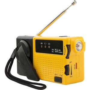 PolkaHome Noodradio solar opwindbaar , draagbare outdoor-radio, LED-verlichting, zaklampradio, korte golvenradio, draagbare digitale radio voor wandelen