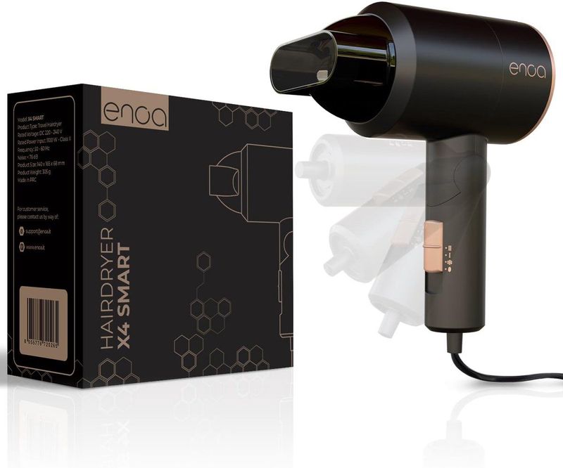ENOA X4 SMART - Reisföhn - 1100W DC Motor - 3 Snelheden & 3 Temperatuurinstellingen - Compact en Opvouwbaar