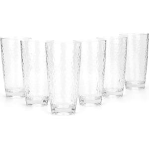 Set van 6 grote acryl glazen plastic tuimelaar-drinkbekers gehamerd stijl BPA vrij heldere kleur 27oz capaciteit