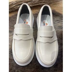 jongens schoenen-effen instappers-kinderschoenen-orthopedische mocassins-loafers-beige-bruiloft-feest-verjaardag-fotoshoot-maat 34