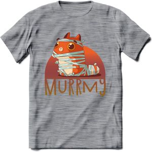 Kat murrmy T-Shirt Grappig | Dieren katten halloween Kleding Kado Heren / Dames | Animal Skateboard Cadeau shirt - Donker Grijs - Gemaleerd - L