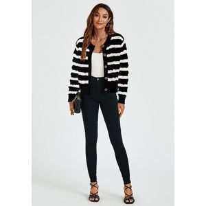 Zwart-witte Strickjacke met Streifenmuster