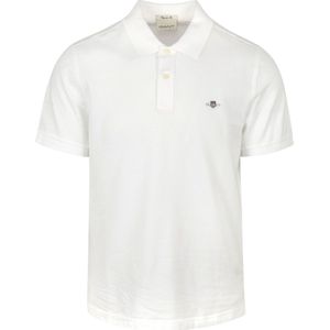 Gant - Shield Piqué Poloshirt Wit - Regular-fit - Heren Poloshirt Maat L