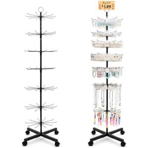 Selbro ® Retail Display Rack, Roterend Display Rack voor Sleutelhangers Sieraden Leverancier Evenementen & Winkels, 7 Tier Beweegbaar en Verstelbaar 1 STKS