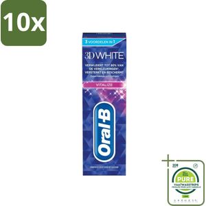 10 x Oral-B - 3D White Vitalize - Tandpasta - Whitening - 75 ml - Grootverpakking - Tandpasta - Whitening - Tanden Bleken - Tandversterking - Tandplak Verwijderen