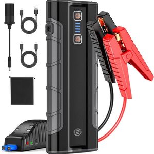 Equivera Jumpstarter voor Auto - Accu Booster - Acculader voor Auto - Starthulp voor Auto - Acculader - Auto Acculader - Accu Booster voor Auto - Nooit meer zonder lege accu!