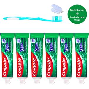 Colgate Tandpasta Fresh Confidence Refreshing Green - 6 x 75ml - Tandenborstel en Tandenborstelkapje Set - Tandpasta Voordeelverpakking