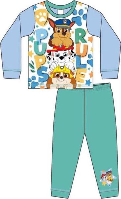 Paw Patrol - Pyjama - Maat 86/92 - Wit met groen - Pups Rule - Kinderpyjama