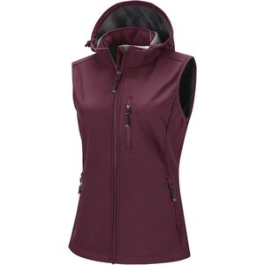 Dames Softshellvest met Afneembare Capuchon - Fleece Gevoerd, Waterdicht en Winddicht Sportvest voor Paardrijden, Hardlopen en Wandelen