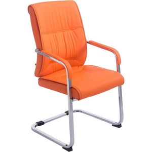 Vergaderstoel Vittorio - Oranje - Kunstlederen stoel - Met rugleuning - Bezoekersstoel - Zithoogte 48cm