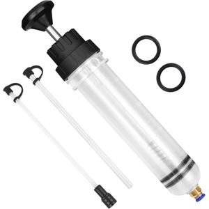 Zeynomax - Olieafzuigspuit voor motor en auto - 200 ml handpomp - met 2 slangen - inclusief rubberen reserveringen - afzuigpomp voor achterasolie - transmissieolie